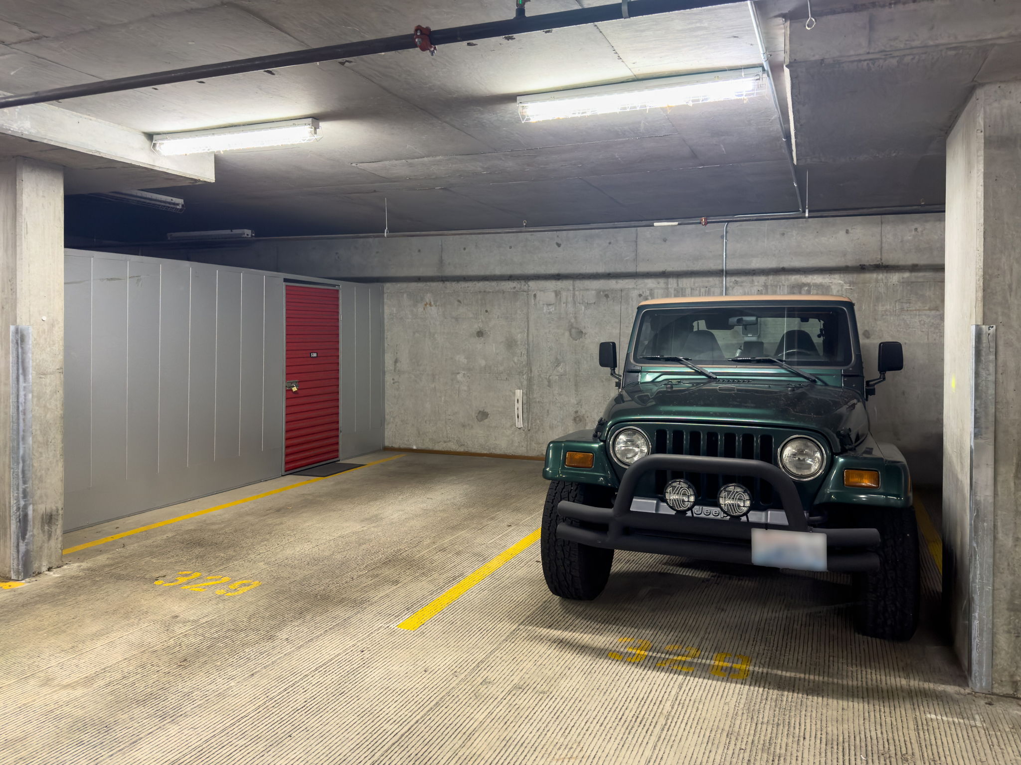 Dual Parking Spaces by Storage