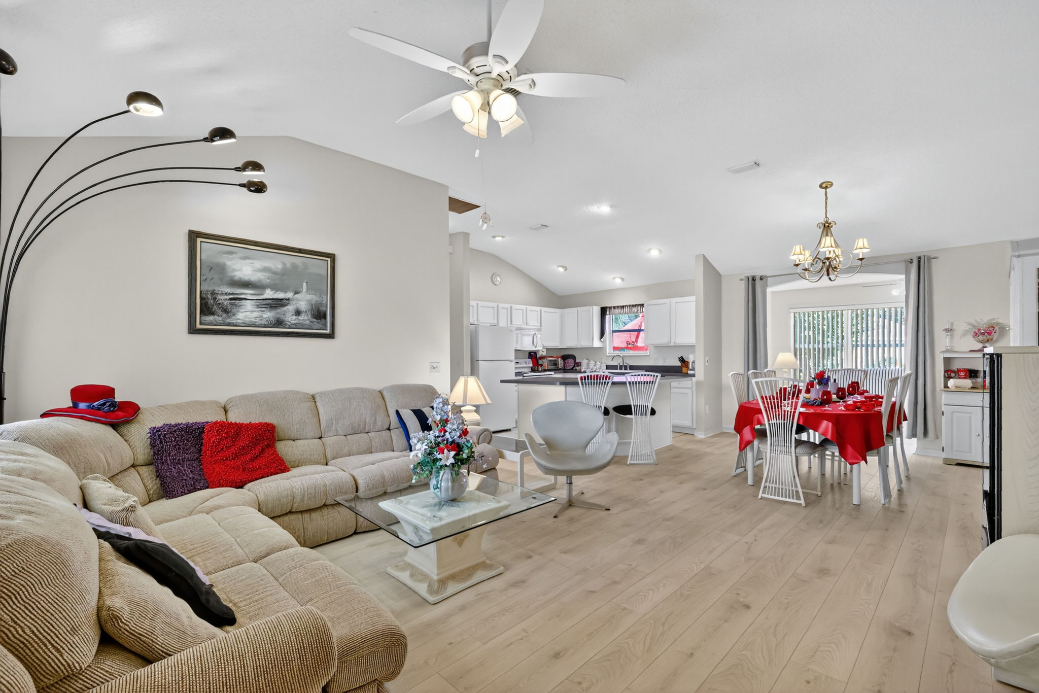 Living, Dining, and Kitchen