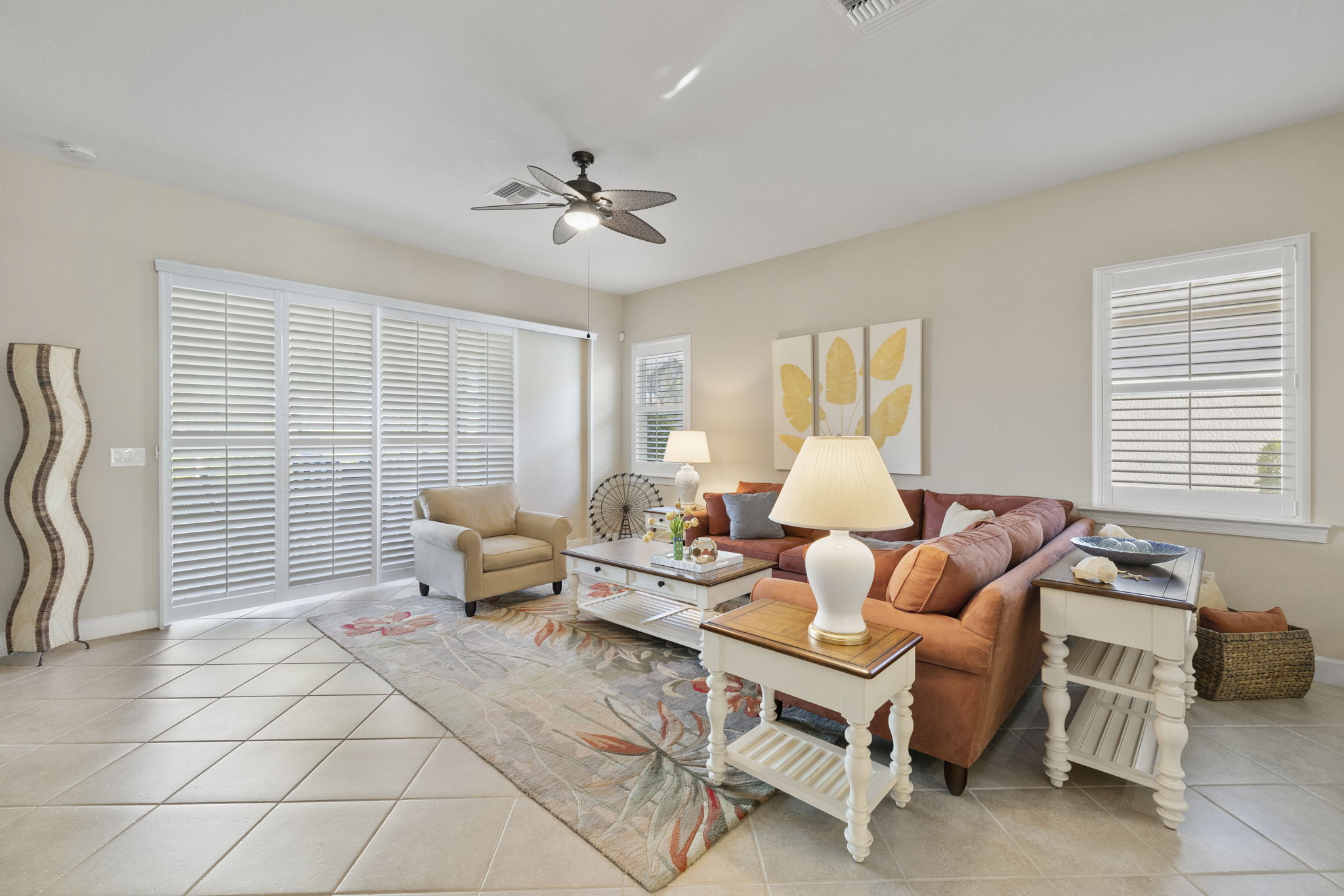 Living Room with Plantation Shutters