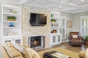 Built-in Cabinetry & Wood-burning Fireplace
