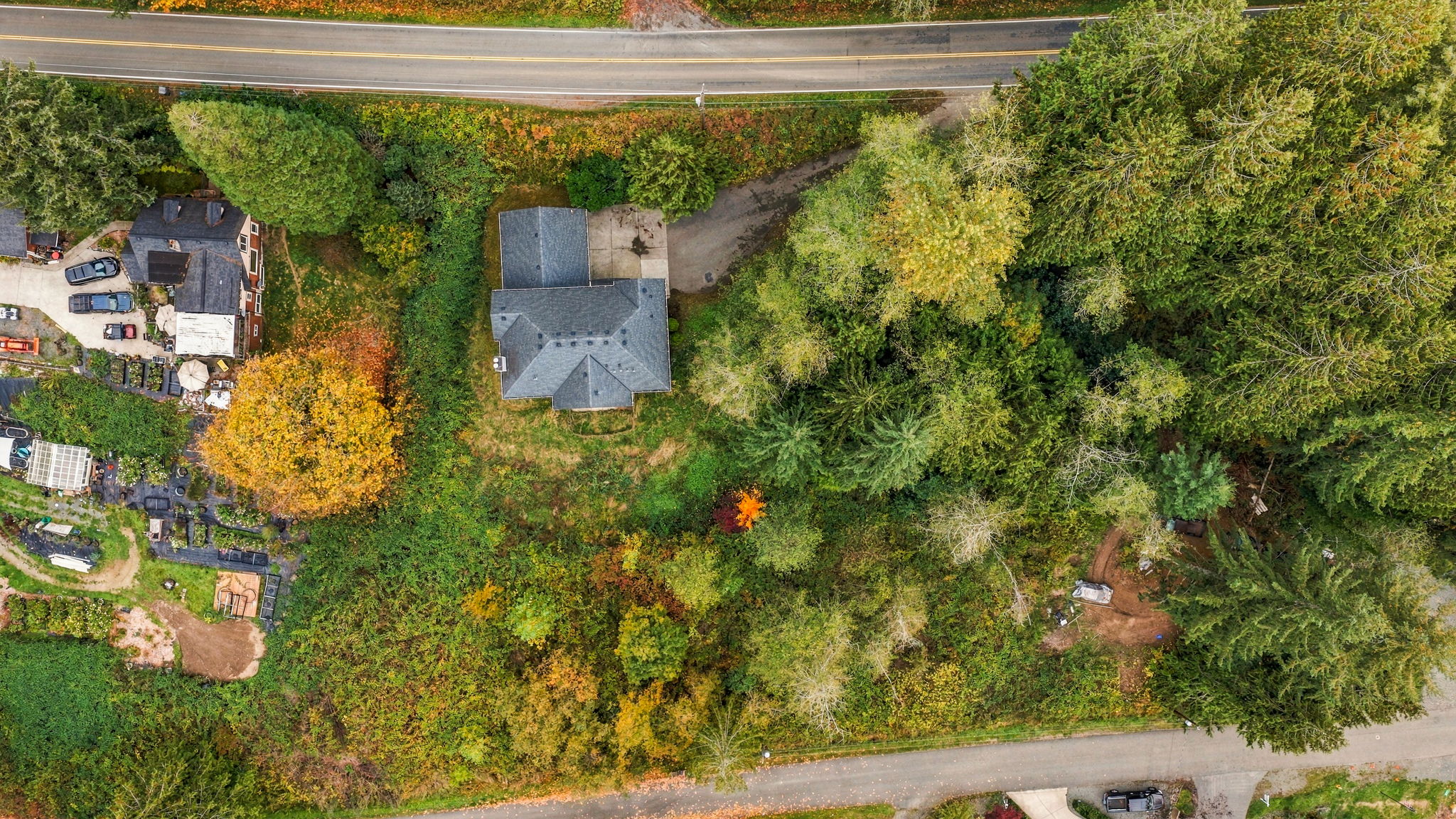 Top down view of home and property