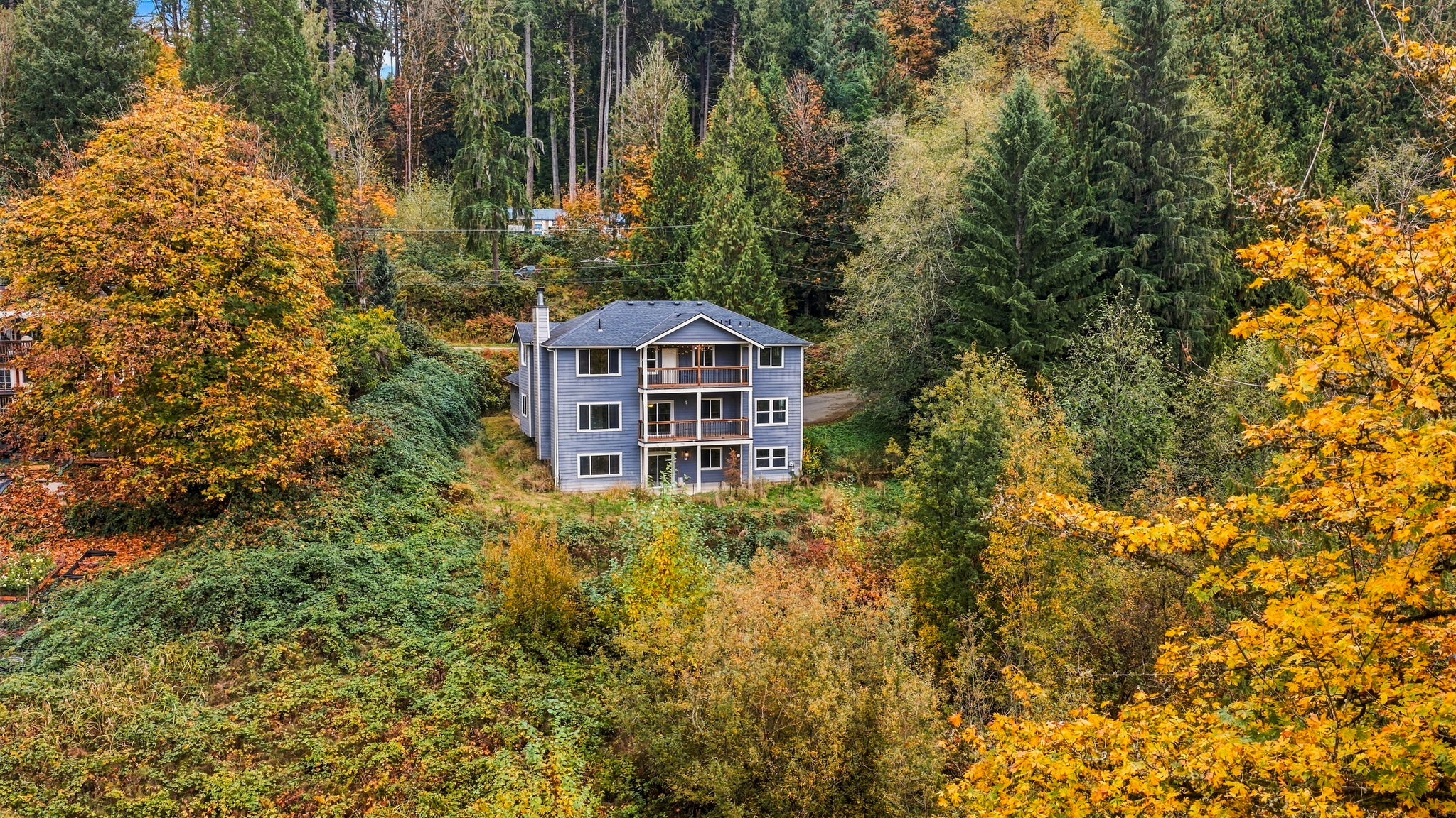 Mature landscaping surrounding the home
