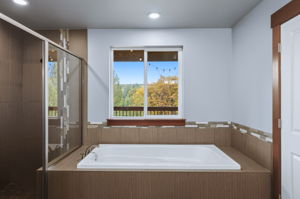 Tiled soaking tub and shower stall