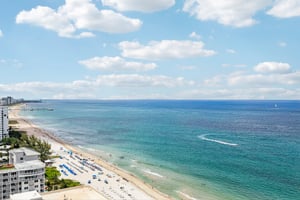 Spectacular views up the beach towards the Pompano Pier and Hillsboro Lighthouse