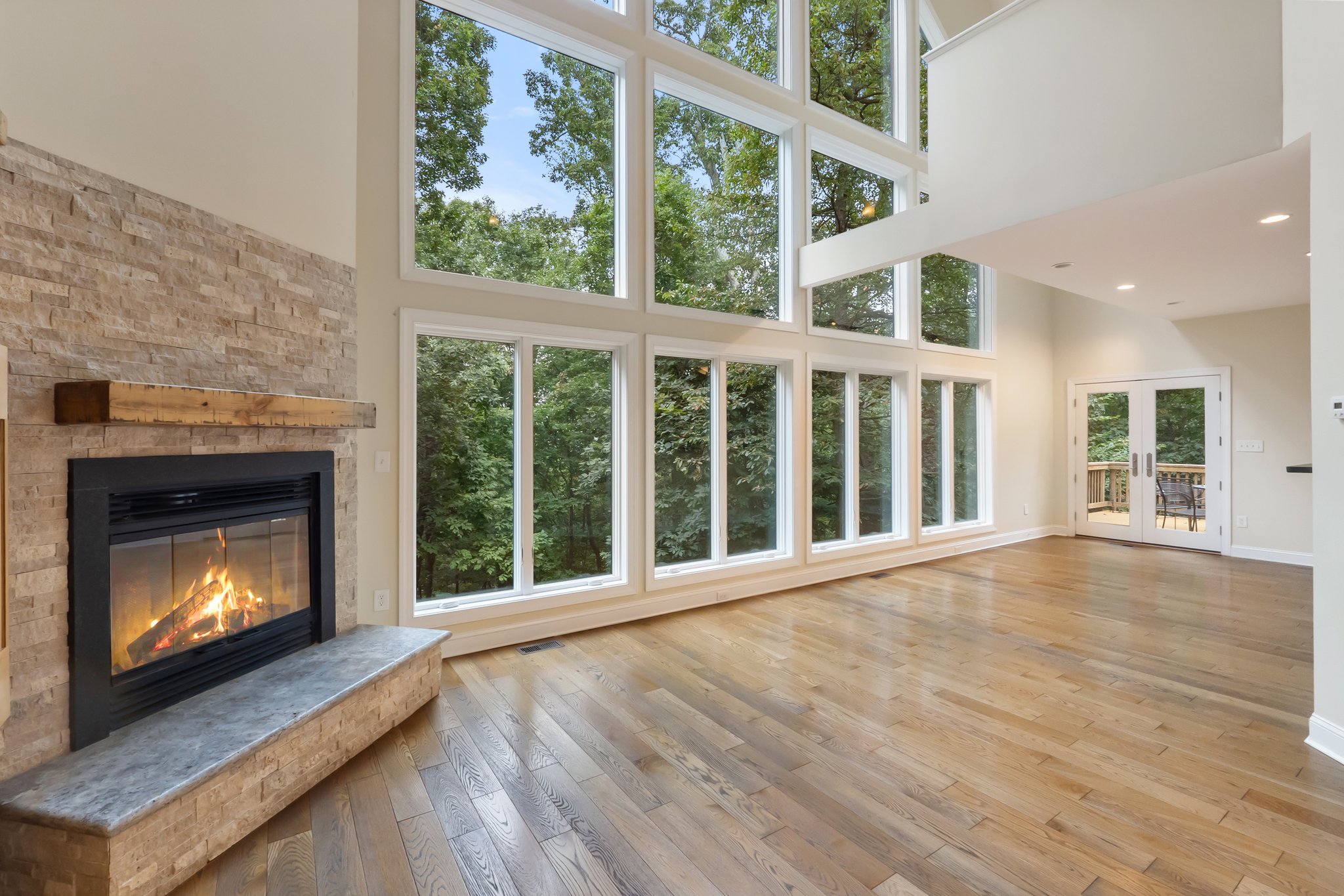 Huge wall of windows in the family room