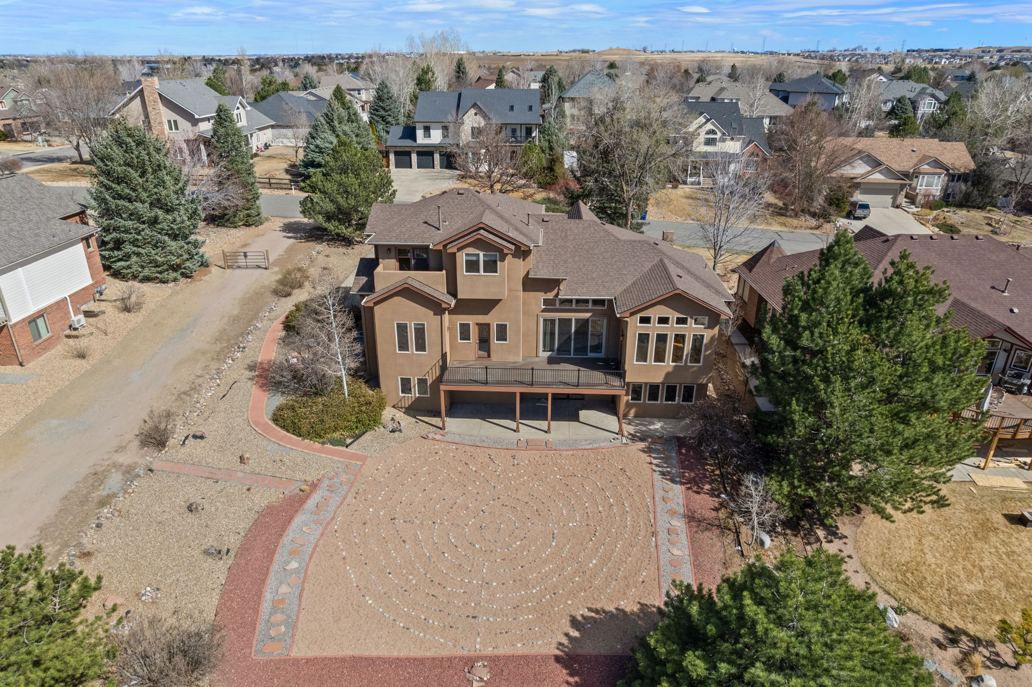 Aerial view Zen Garden and walking path access