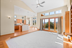 Open floor plan, vaulted Ceiling and Walls of Windows