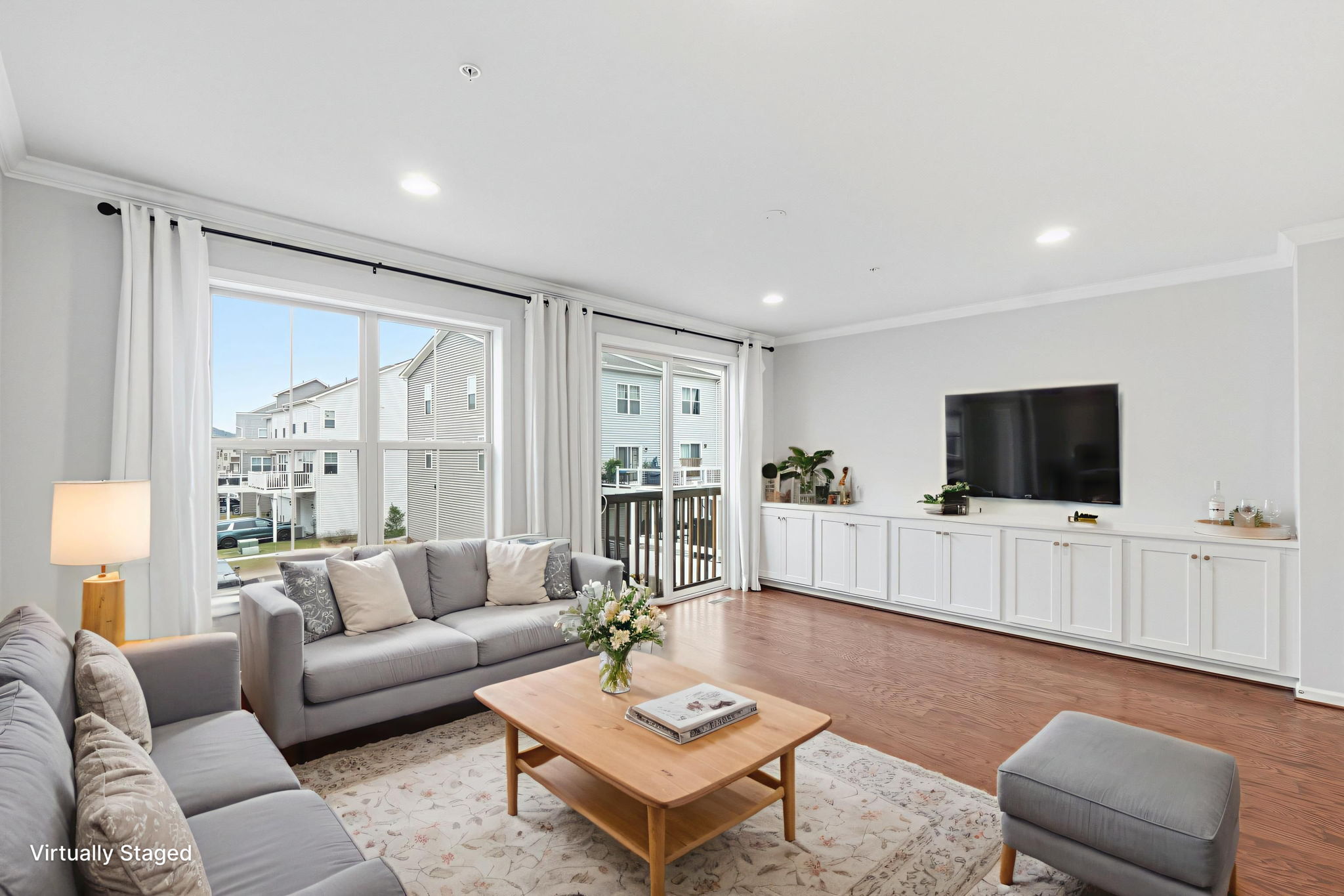 Sun Filled Living Room with Built-ins