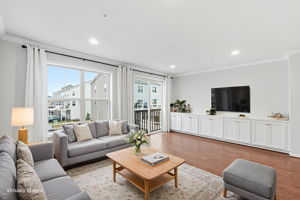 Sun Filled Living Room with Built-ins