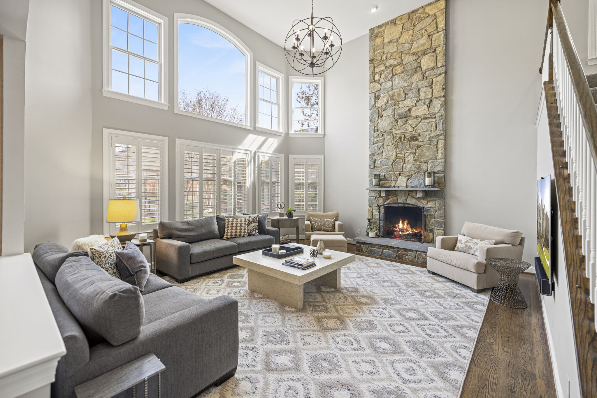 Family Room with Two-story Fireplace