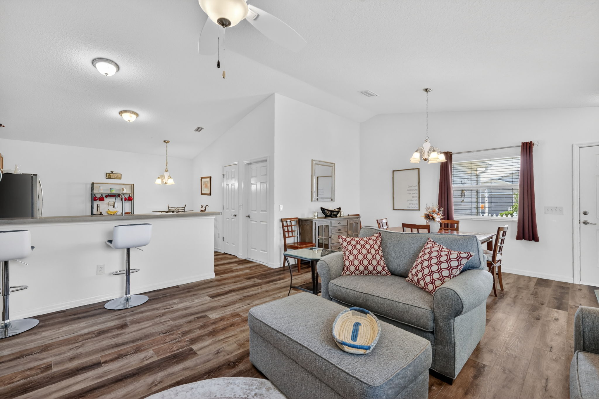Kitchen, Living, and Dining Rooms