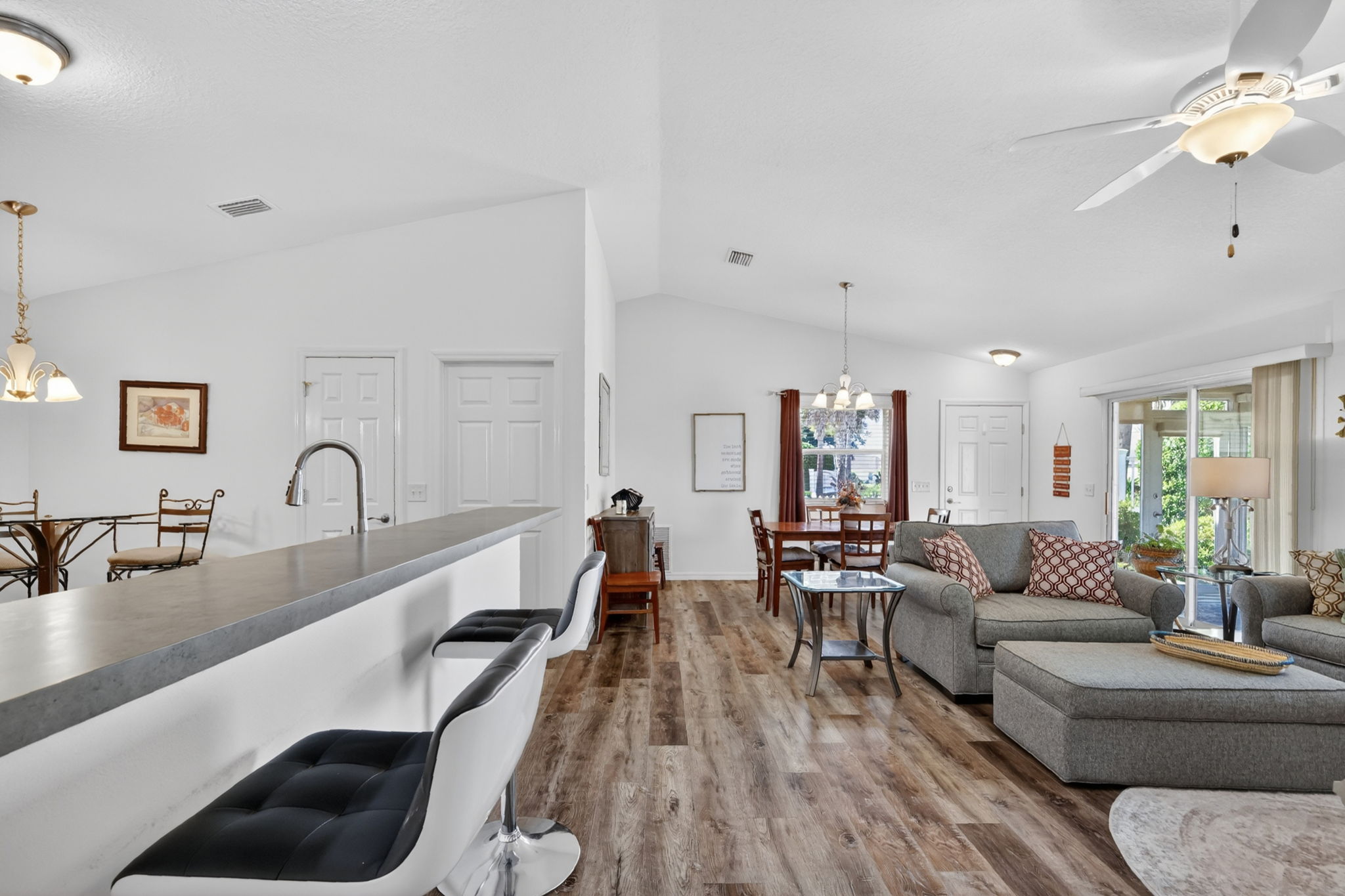 Kitchen, Living, and Dining Rooms