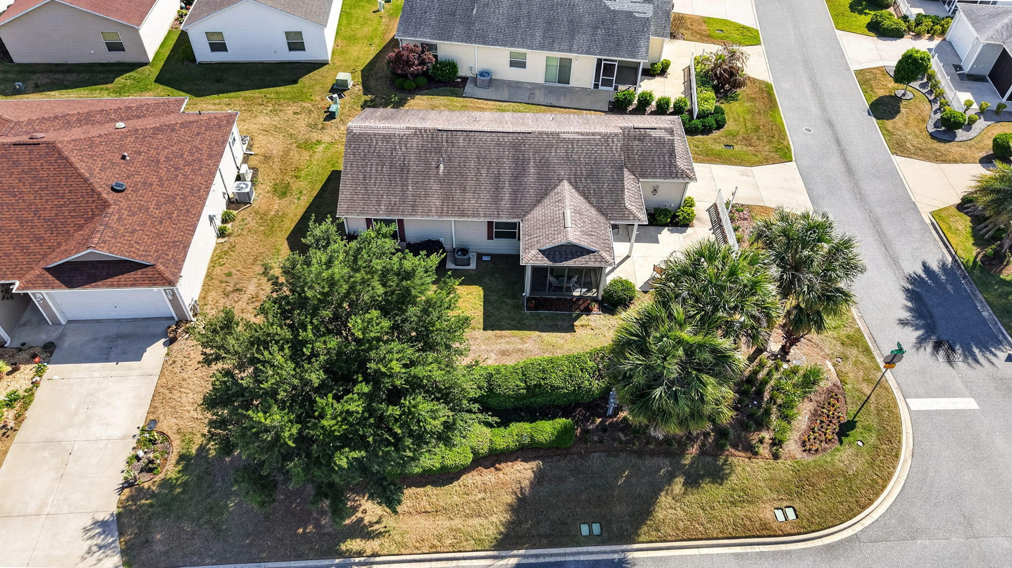 Aerial Side Elevation with Large Corner Lot and Privacy Landscaping