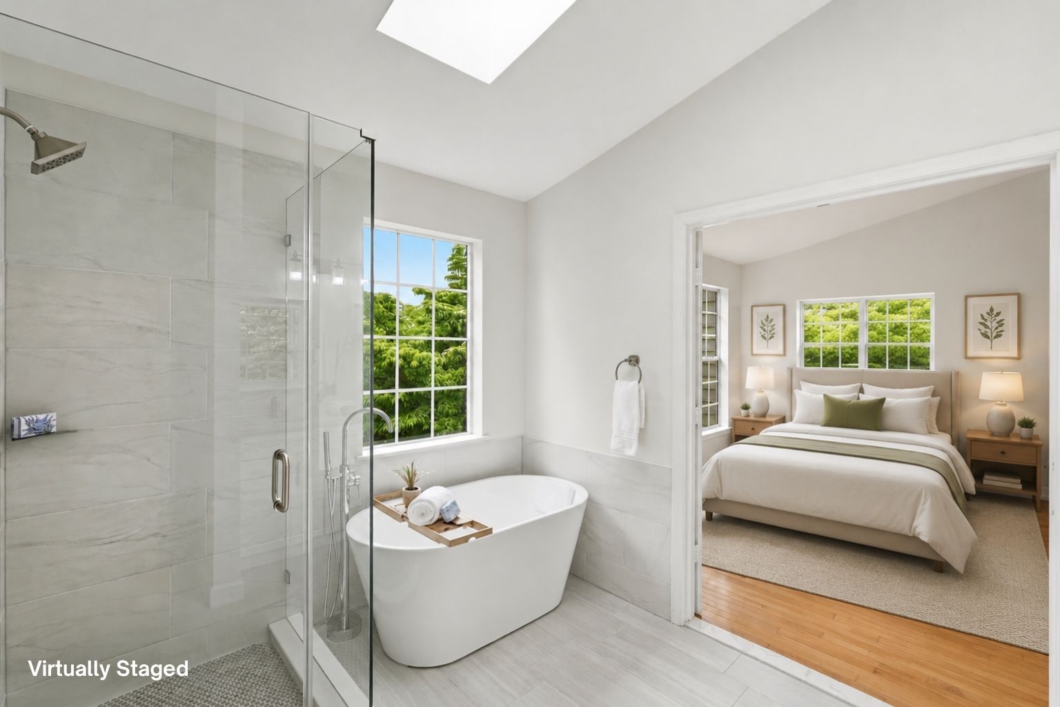 Primary Bathroom with Soaking Tub and Separate Shower