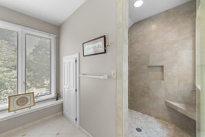 Primary Shower, Linen, Window Ledge