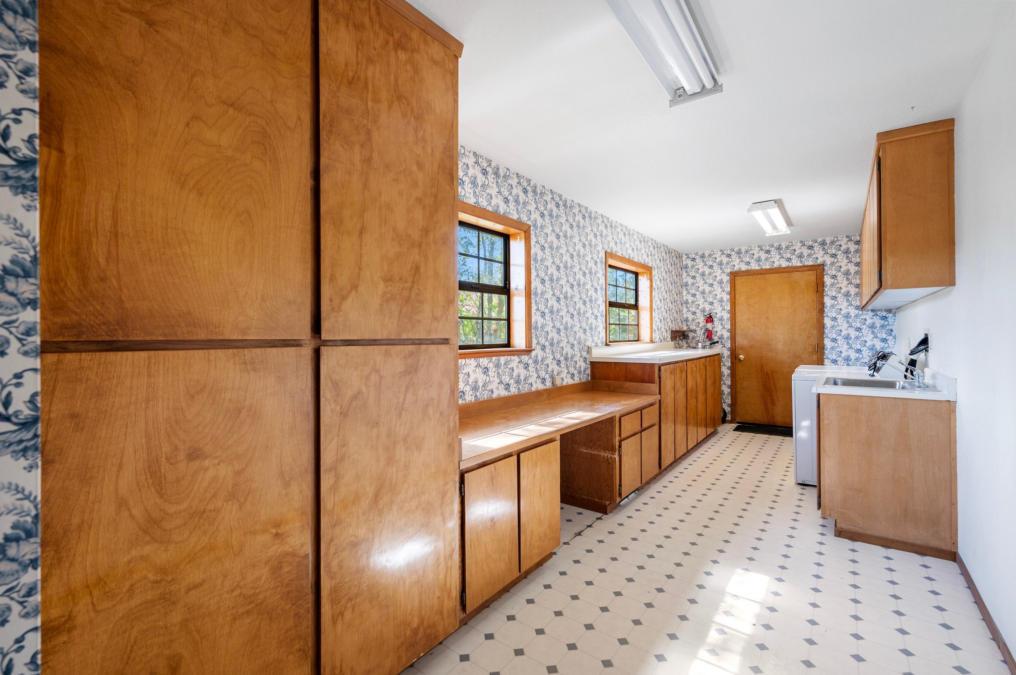 Laundry Room Down Stairs w/ Storage Cabinets