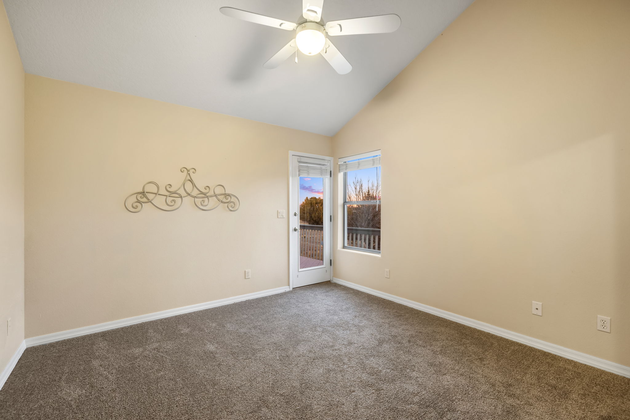 Bedroom 2 with Exterior Door to Back Deck