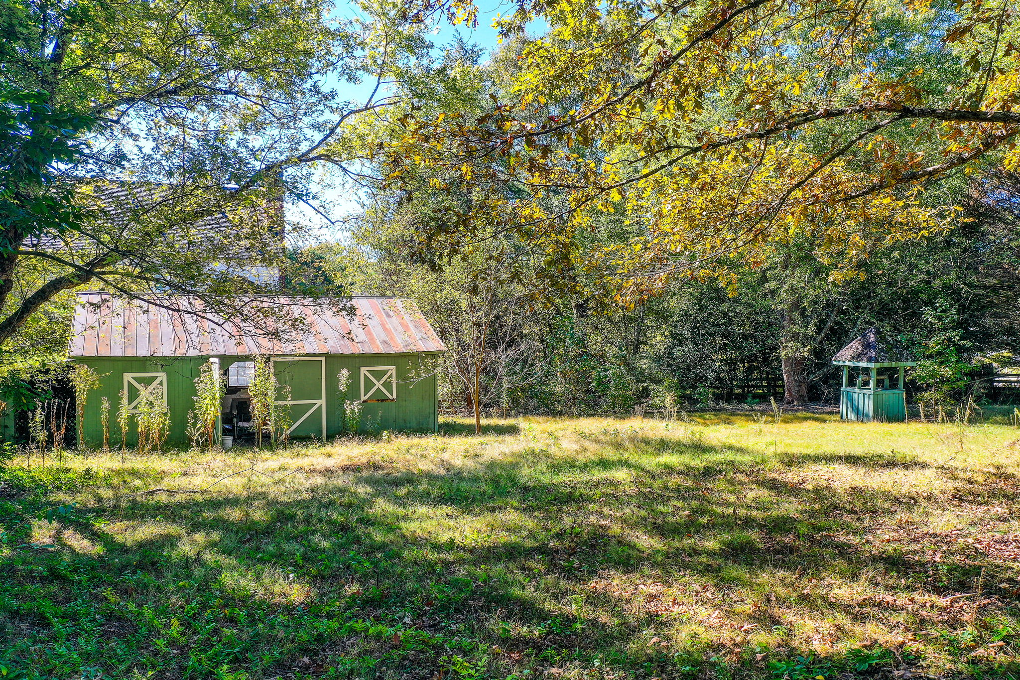4 Aerial Back Yard w Shed + Well