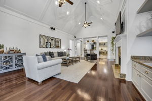 Recessed lighting plus dual fans with lights; surround sound speakers