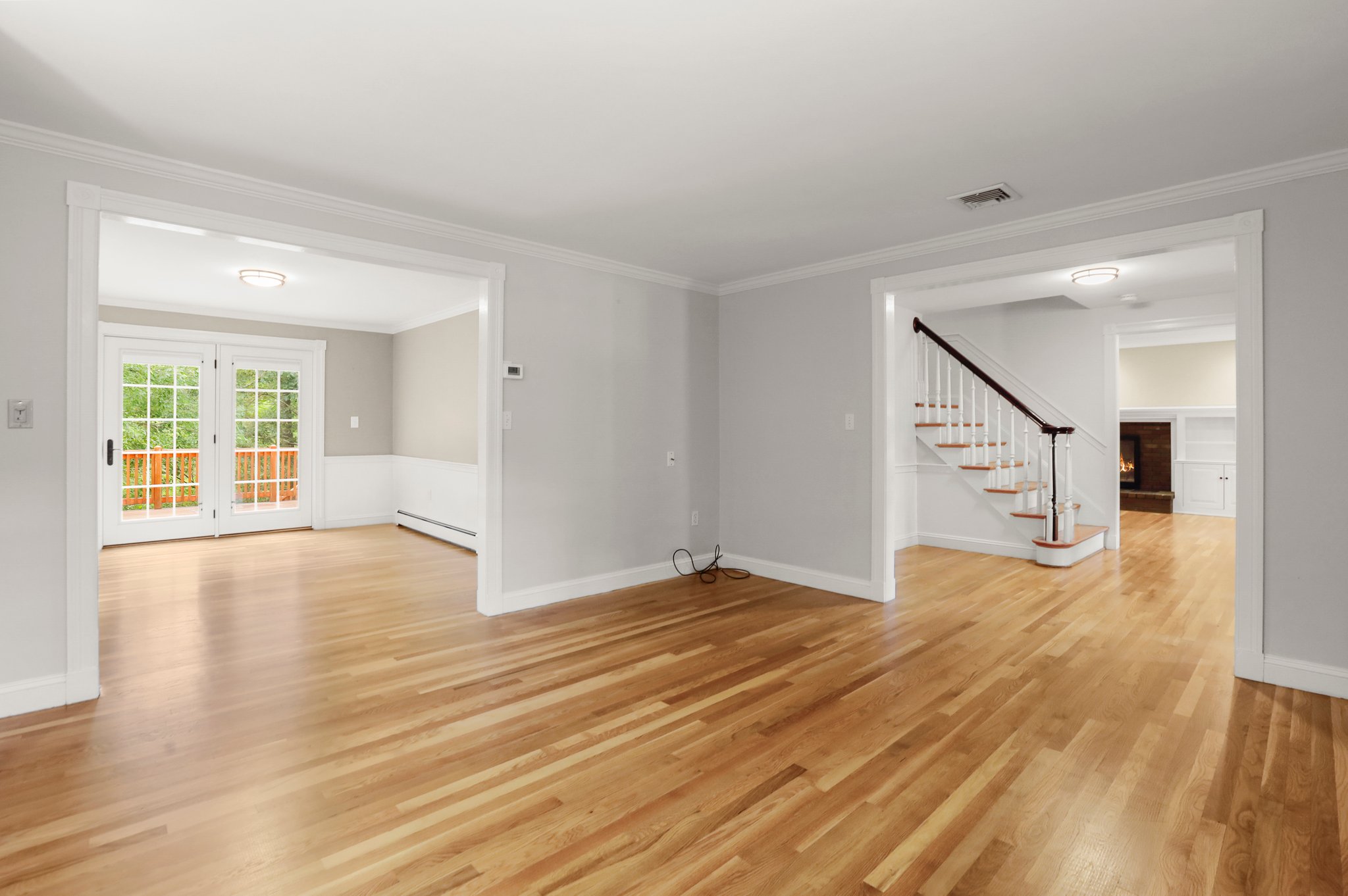 Living Room to Dining Room w French Doors