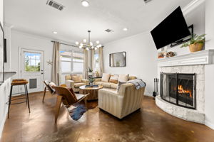 Wood Burning Fireplace in Living Area