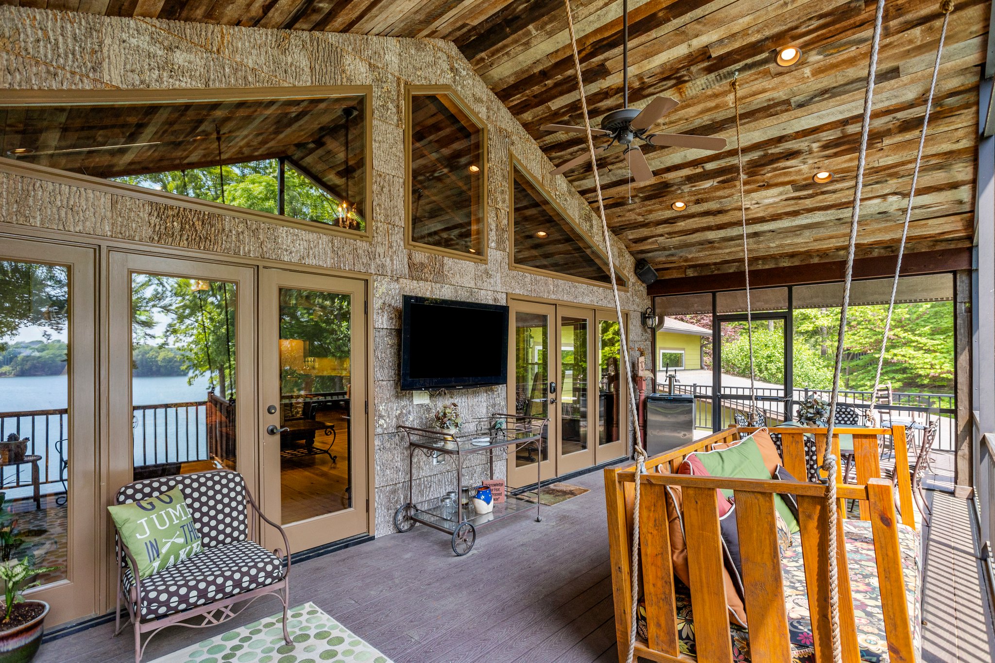 Back wall is clad with tulip poplar bark!
