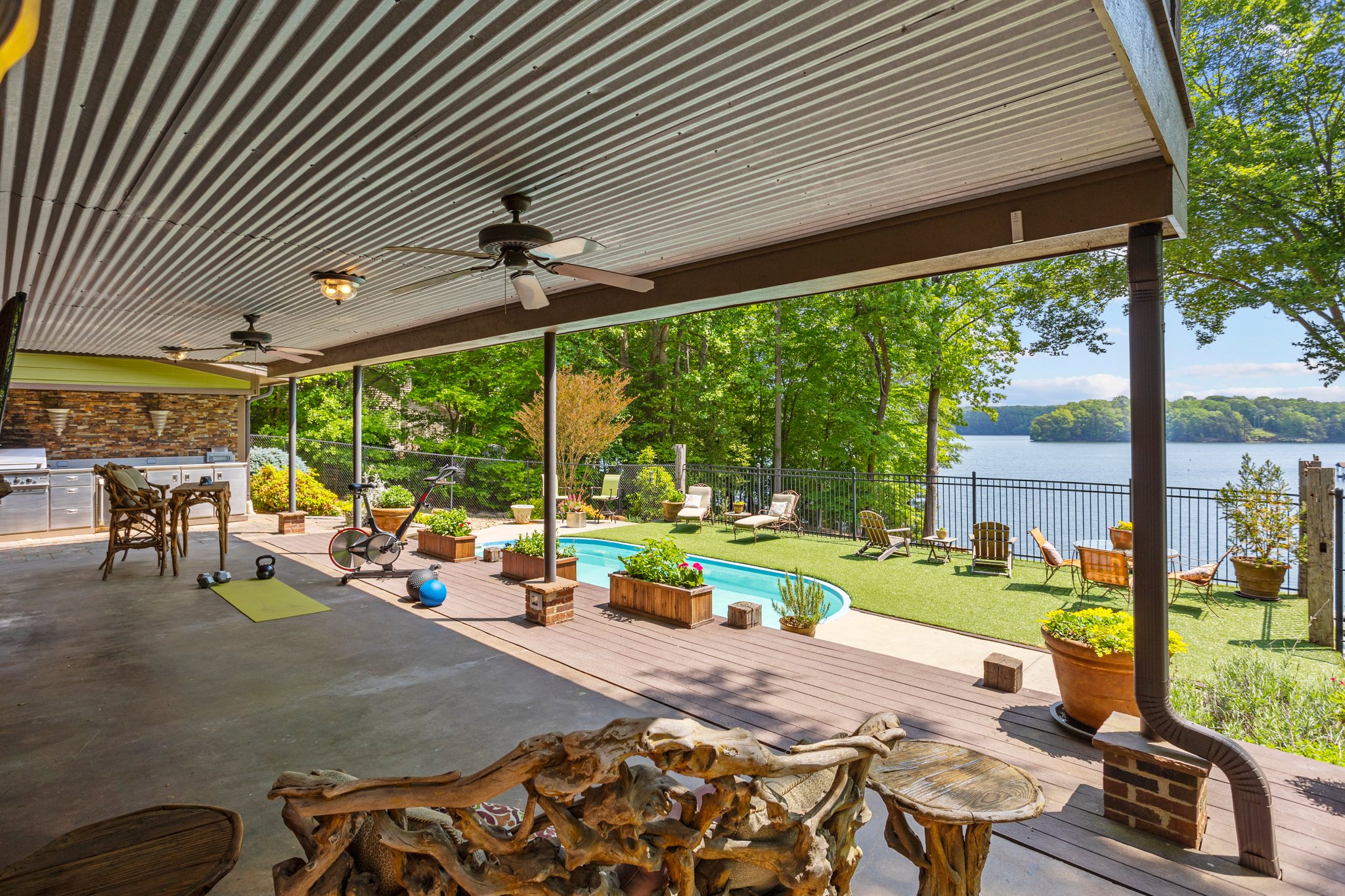 Just out lower level flex space are patios and sun decks.