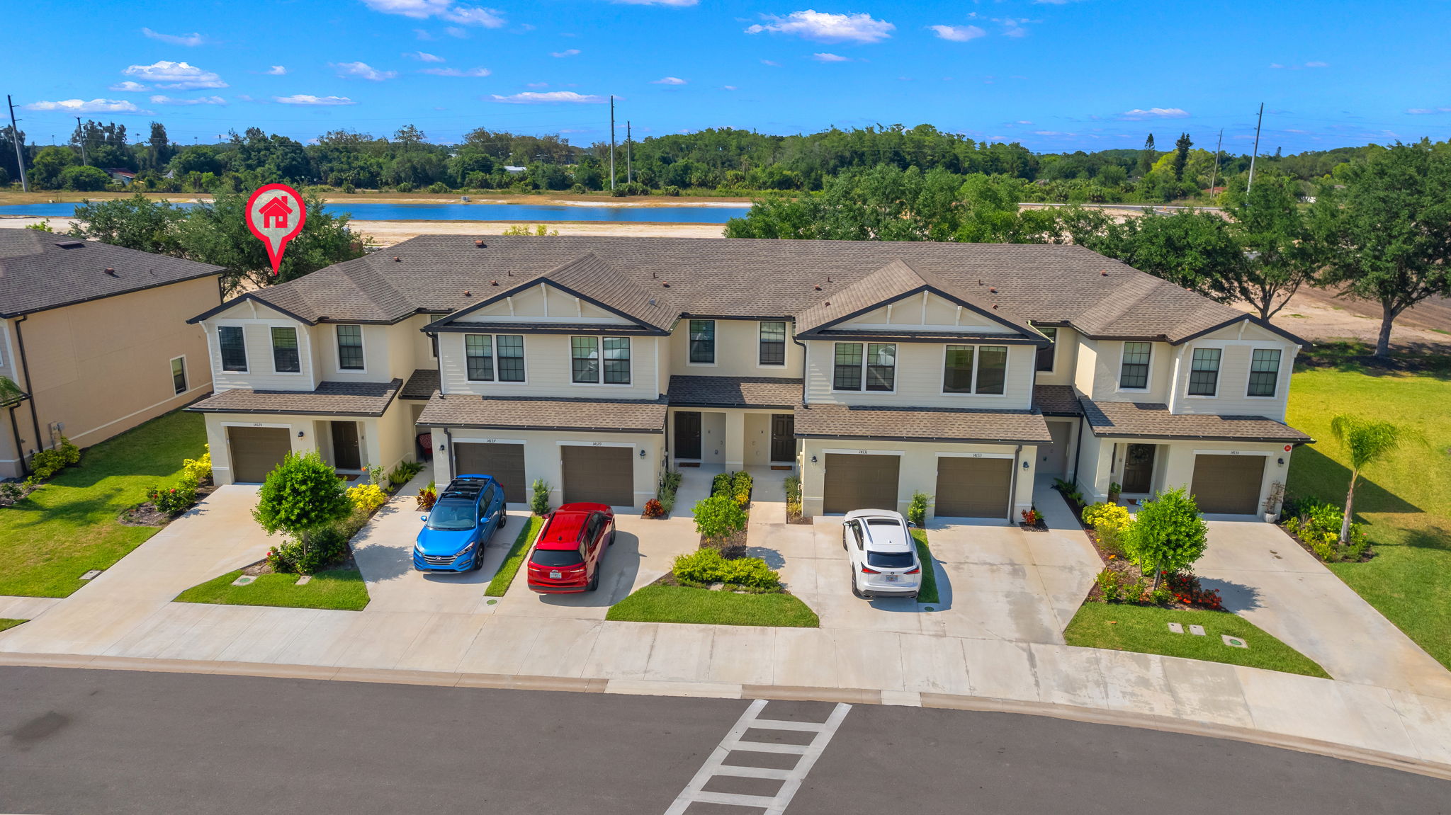 Aerial Front Exterior 1 of 2 with Marker