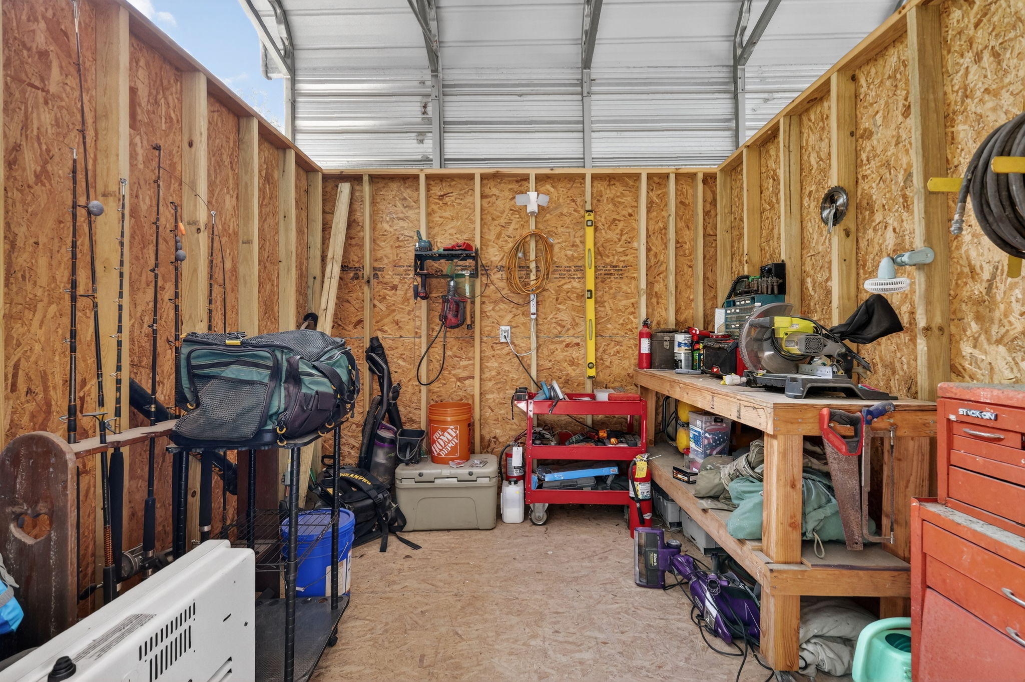 Interior Workshop of Metal Pole Barrn