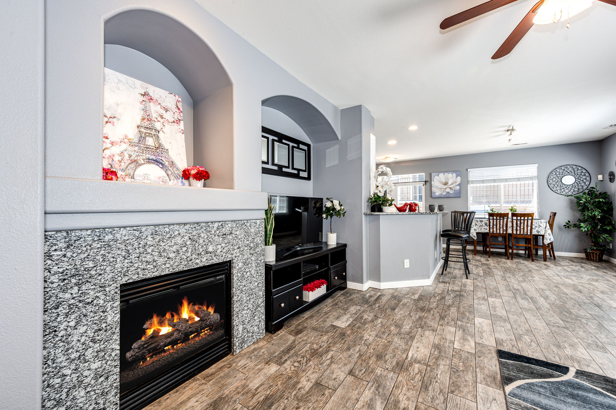 Cozy Fireplace & Open Interior