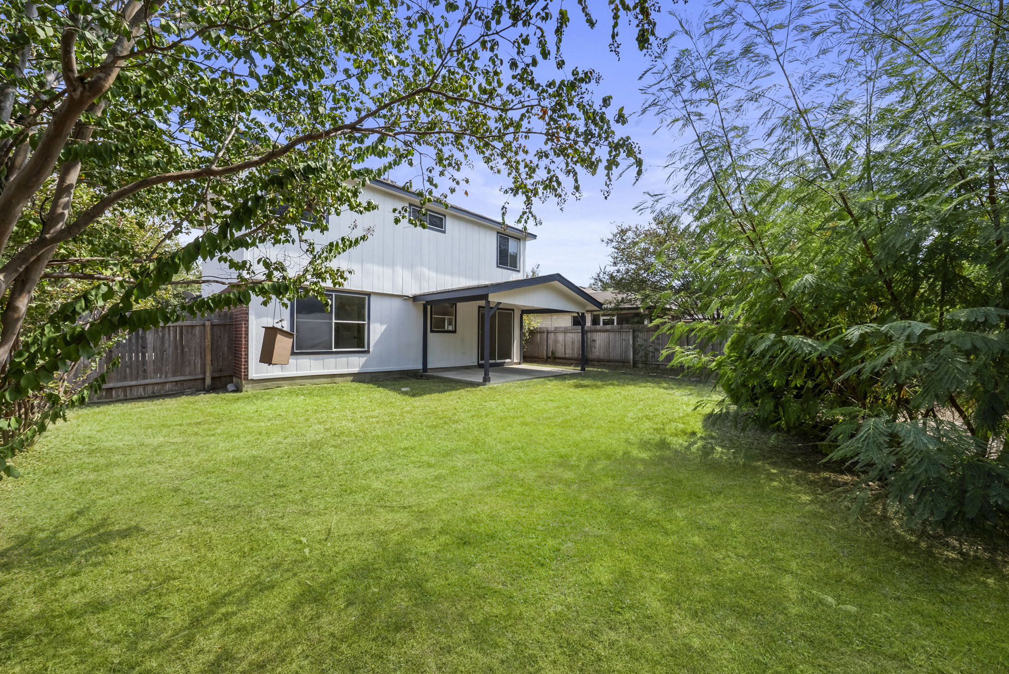 Large, fenced backyard