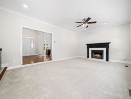 Step down Living room with fireplace and wetbar