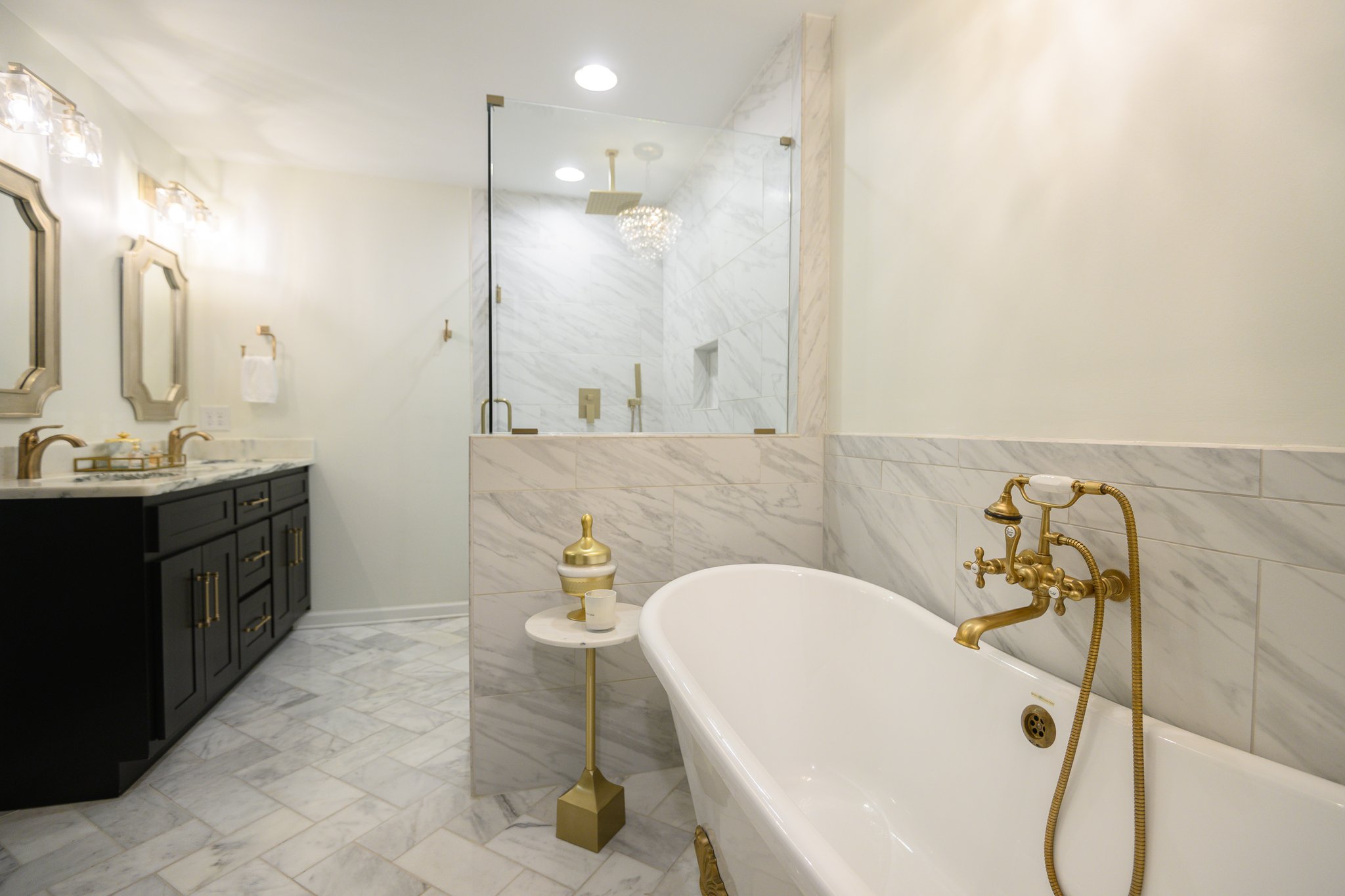 Ann absolute dream bathroom with a beautiful soaking tub for relaxation.