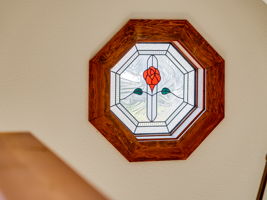 Stain glass window in staircase