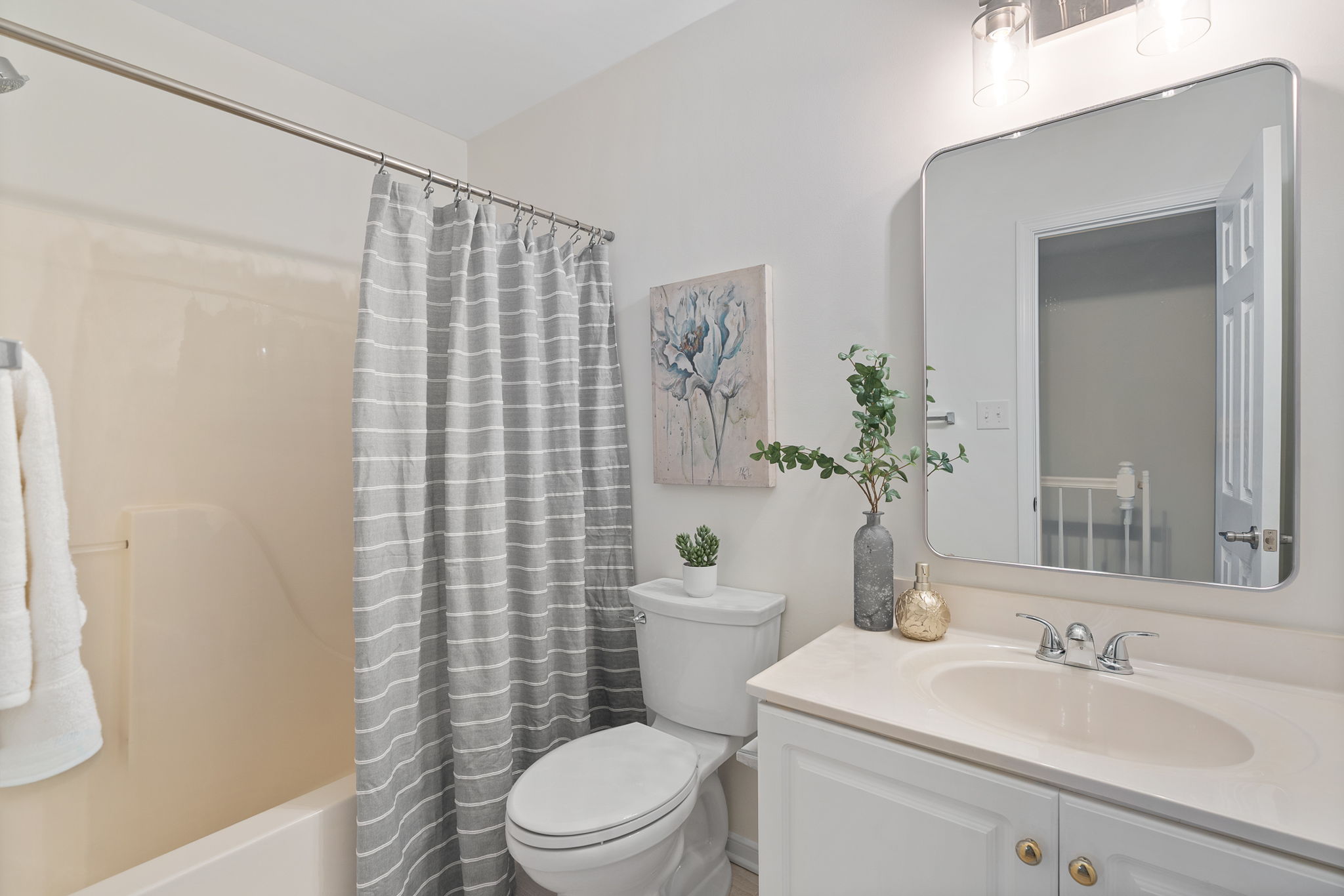 Updated Lighting, mirror & faucet