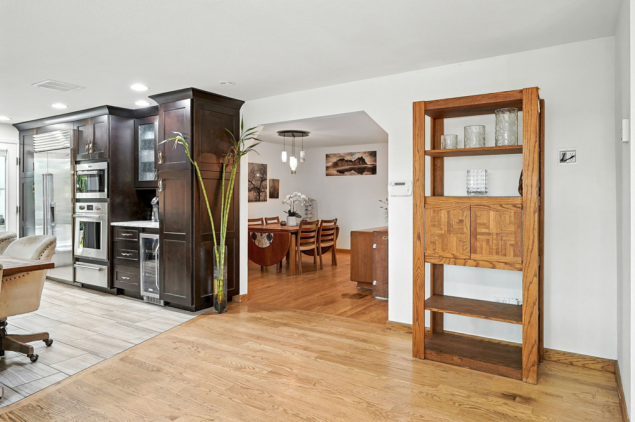 Sub- Zero fridge, Wolf Microwave, wall oven and warming drawer plus a beverage cooler!