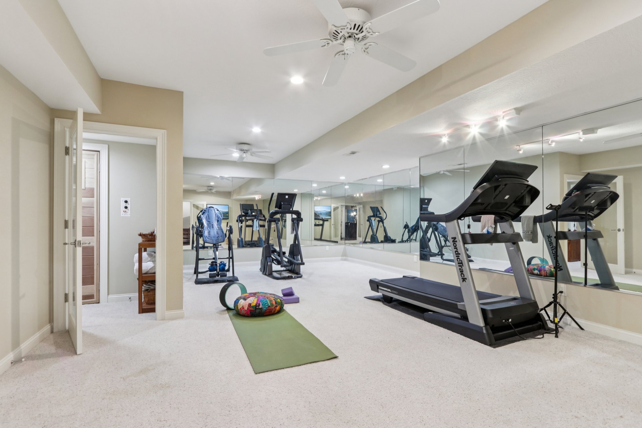 Exercise room has direct access to the Sauna and Full Bathroom