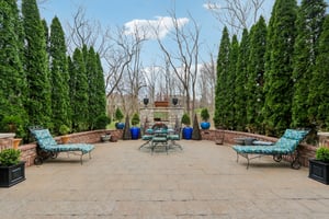 Patio / terrace area with an outdoor fireplace