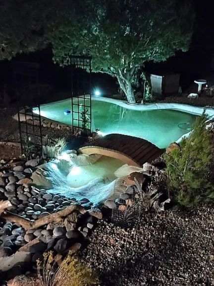 Pond with Pool Pump and Filter.