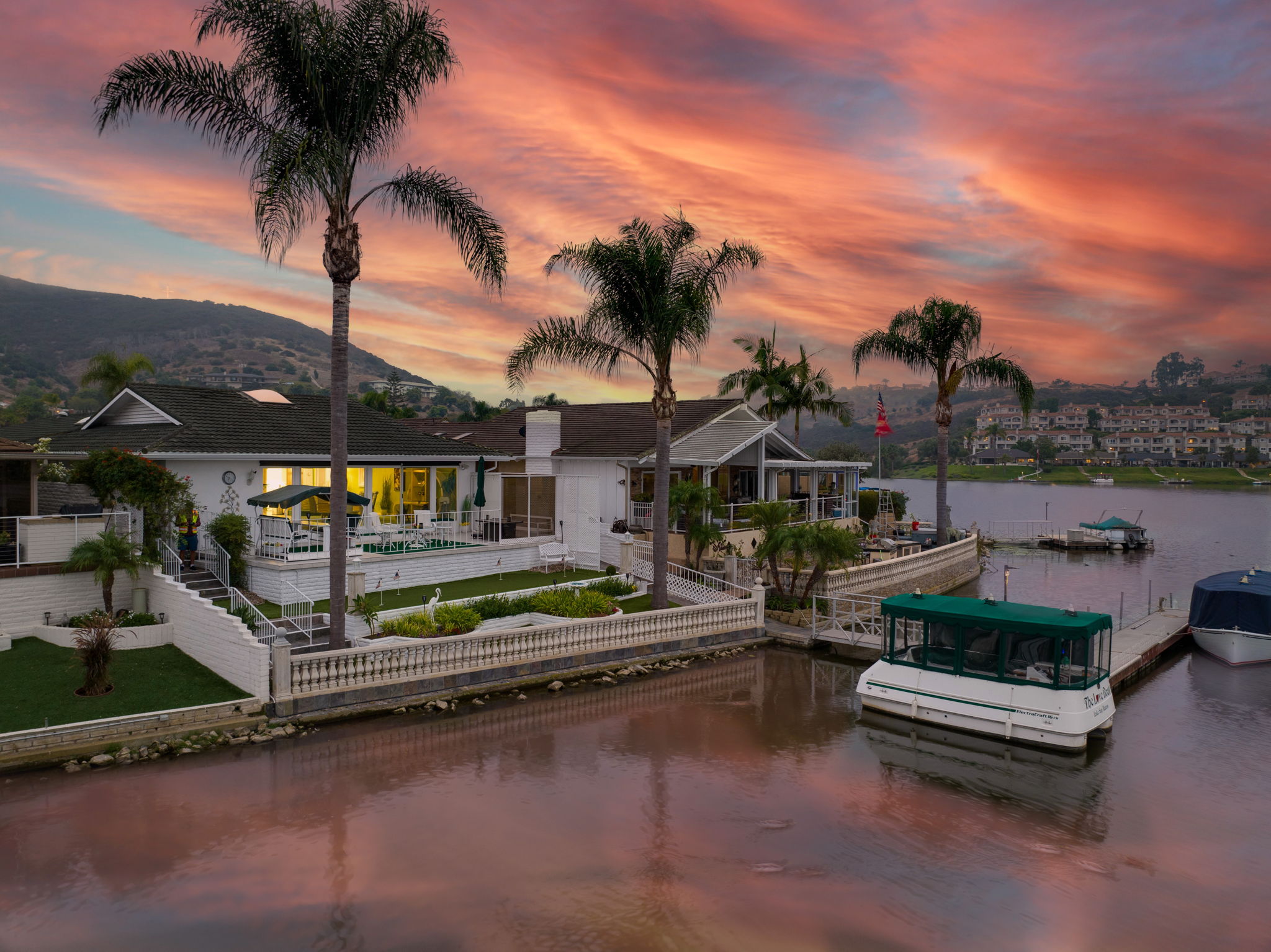 Rear yard, patio and boat