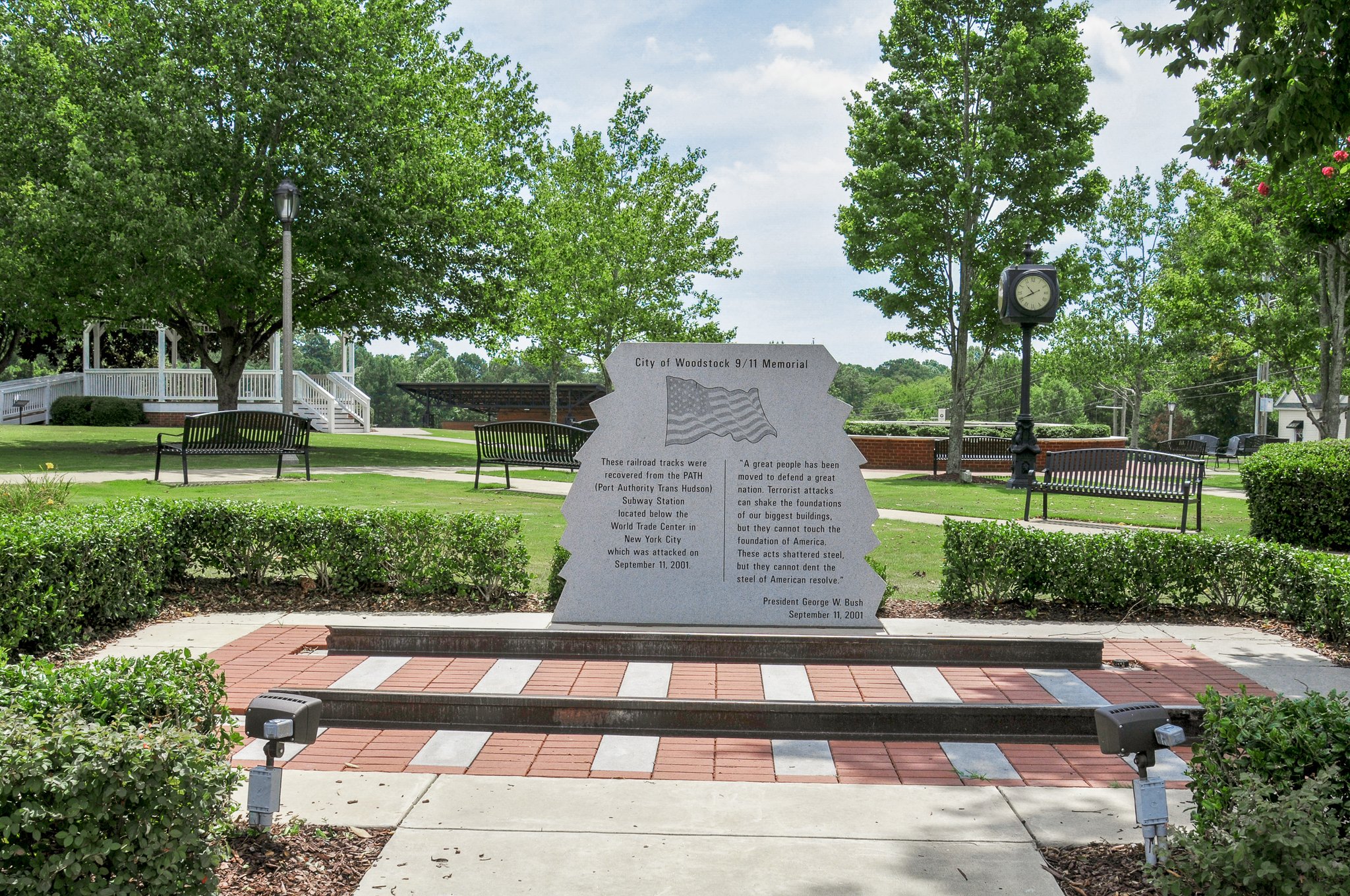 The 9-11 memorial in downtown Woodstock