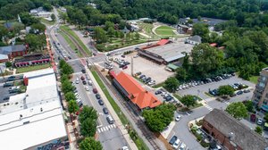 Aerial view of part of the downtown