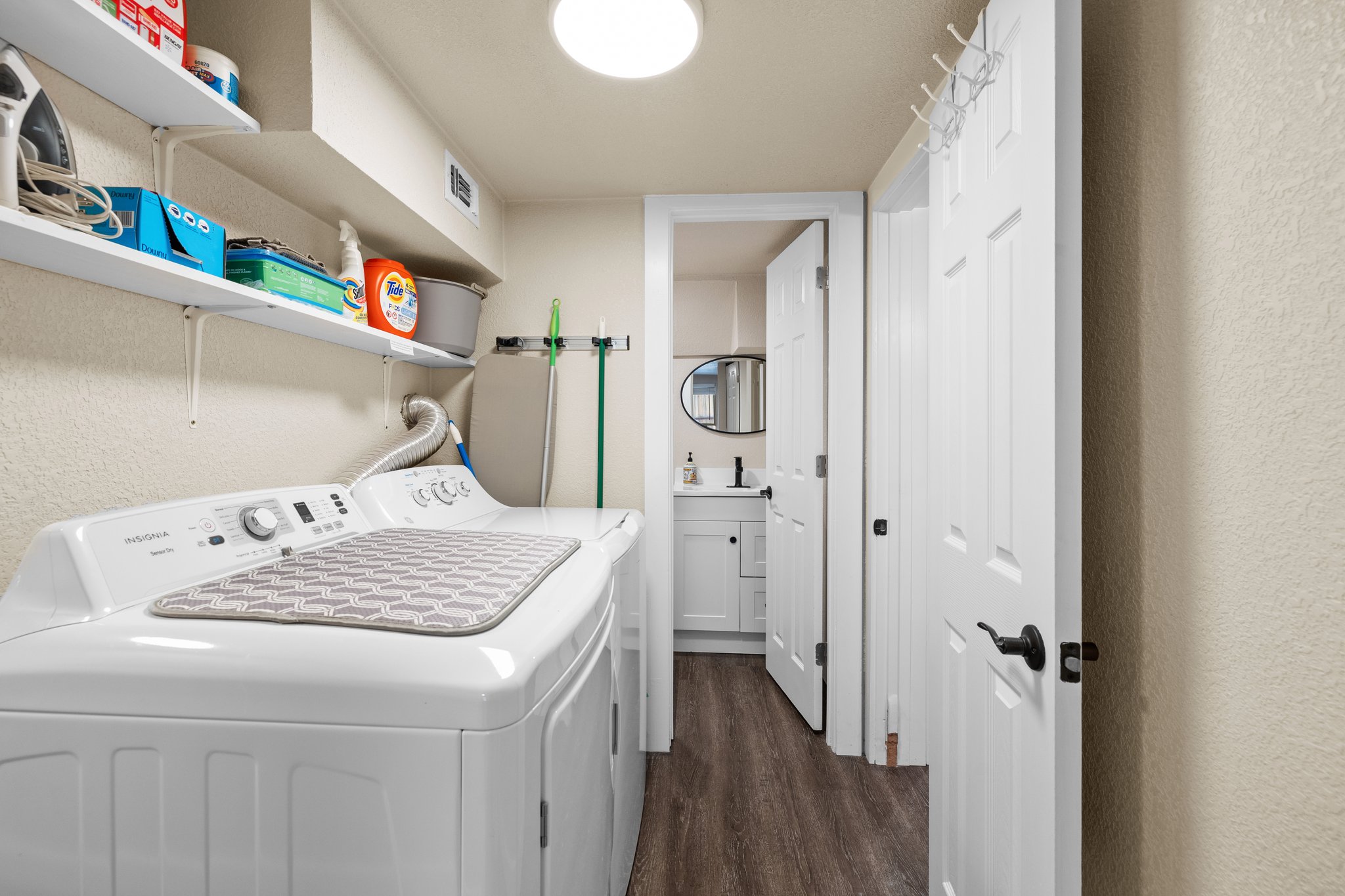 This is the laundry area in the 2BR house that's near both bathrooms.