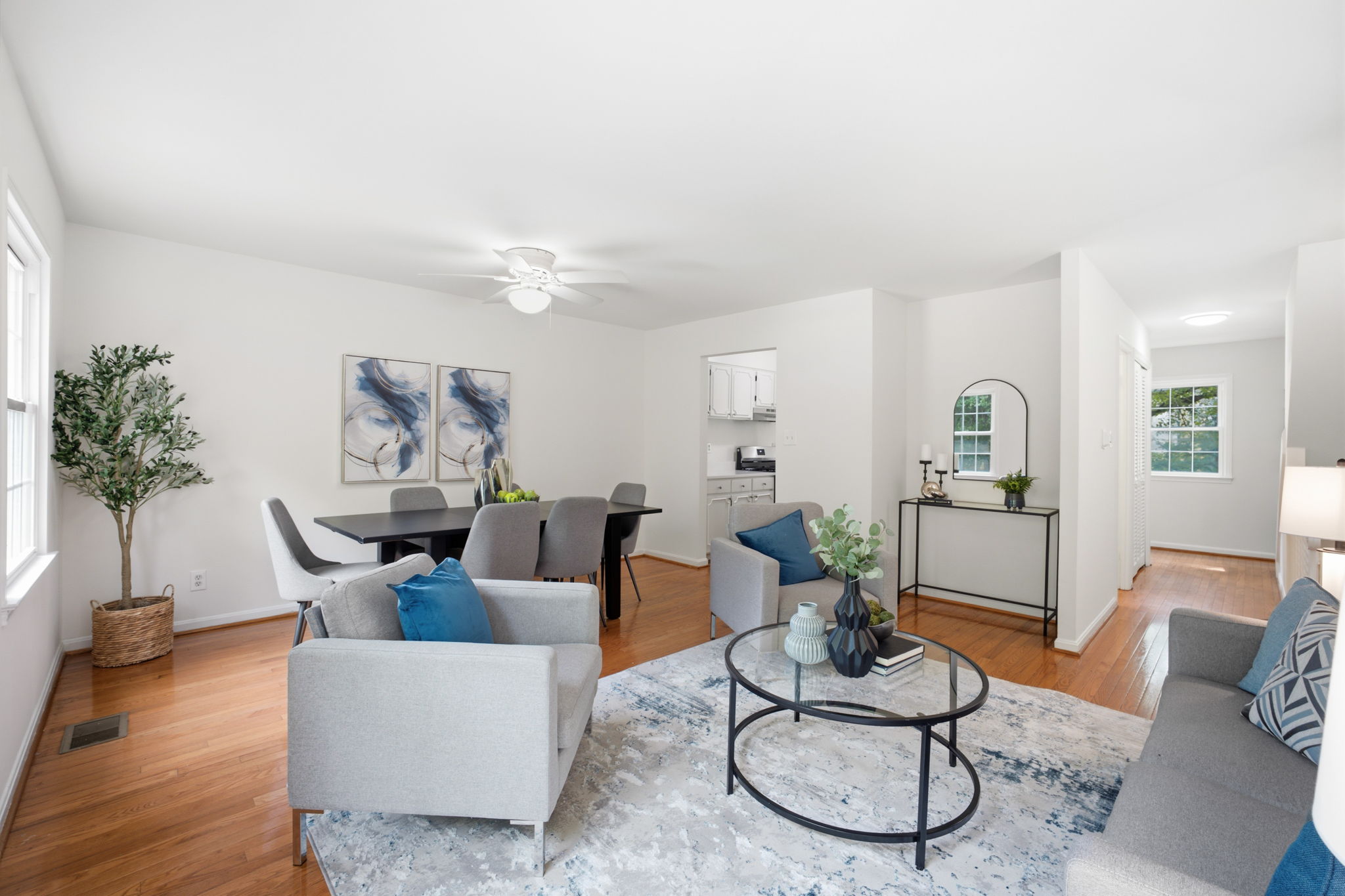 Open main level with large windows & wood floors!