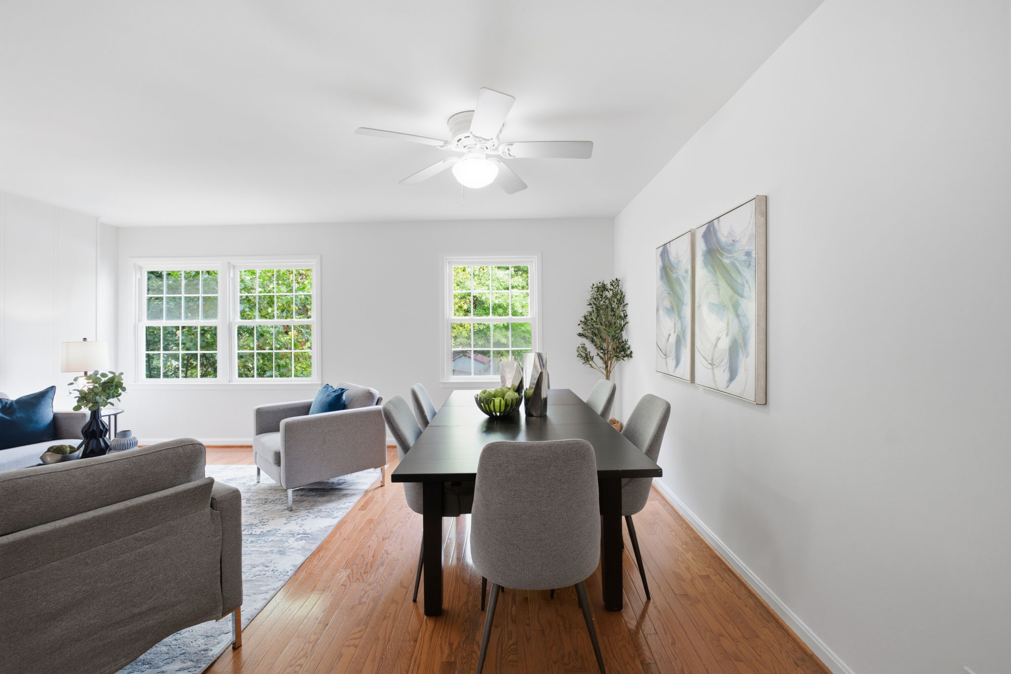 Open main level with large windows & wood floors!