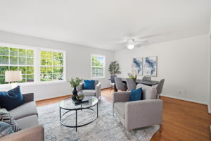 Open main level with large windows & wood floors!