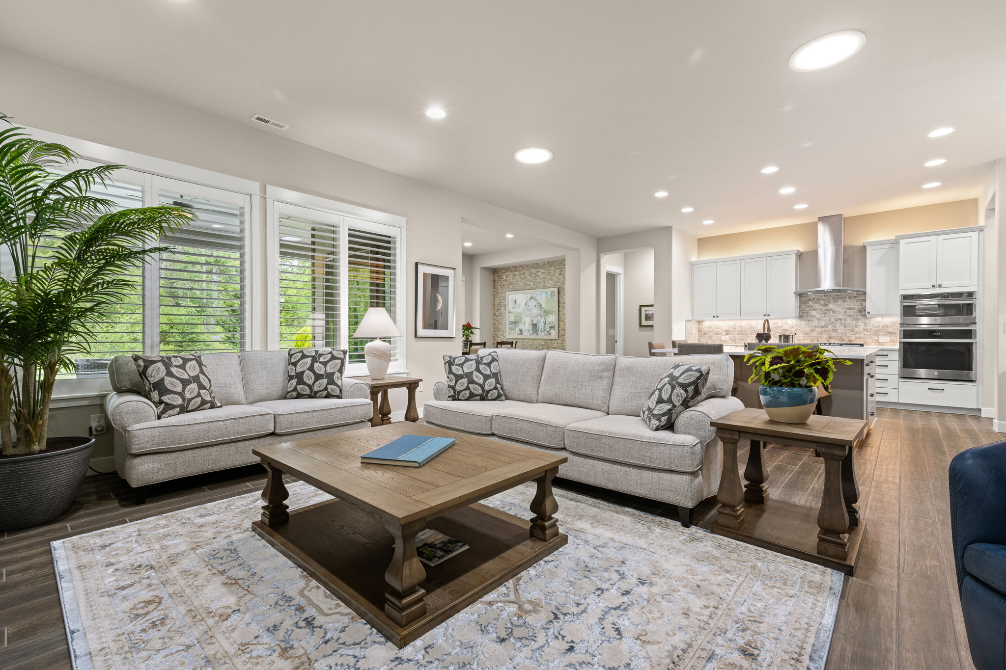 Open concept entertainment living room