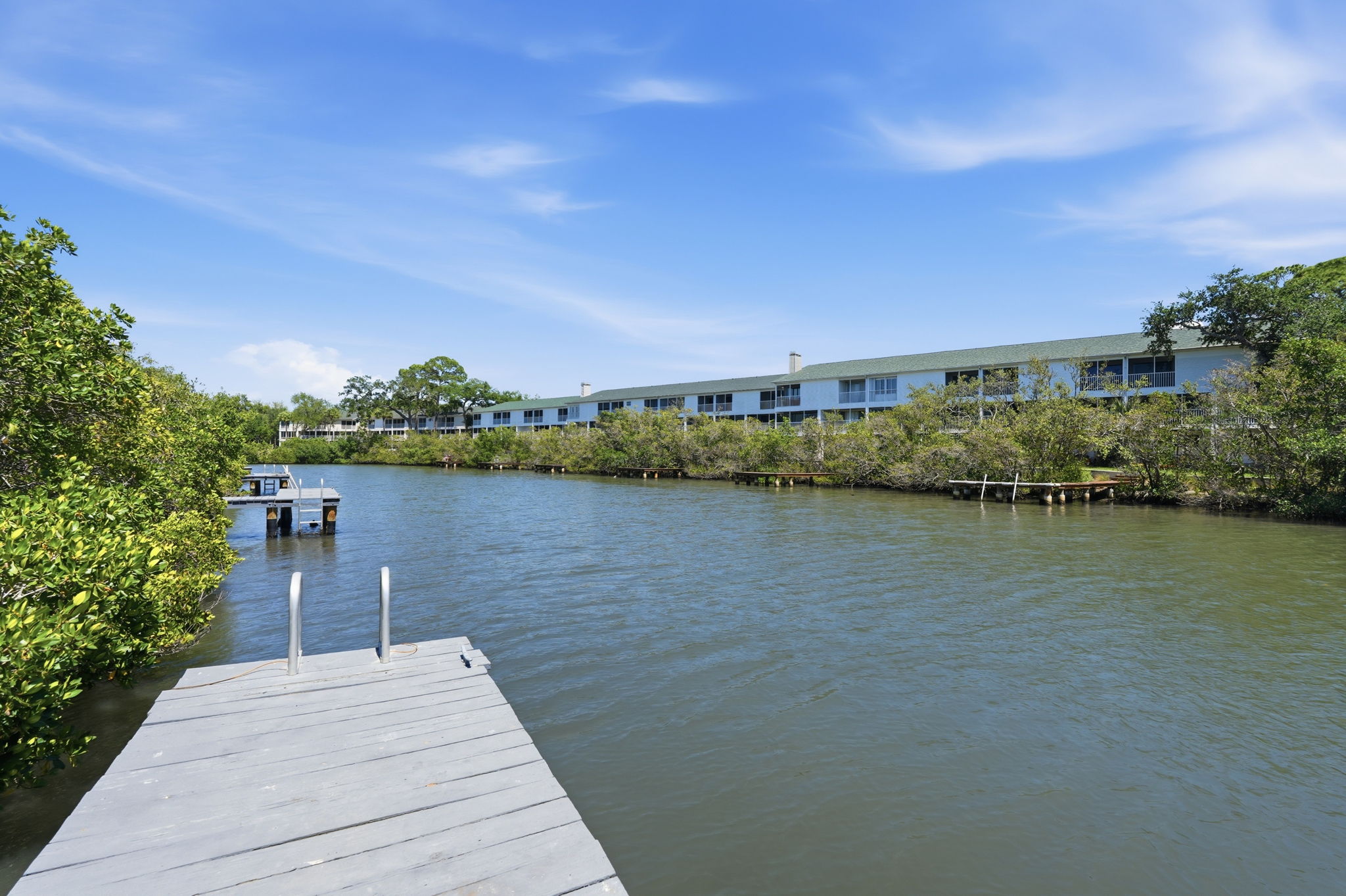Sit on the dock and watch for dolphin, manatee, otter & Spoonbill