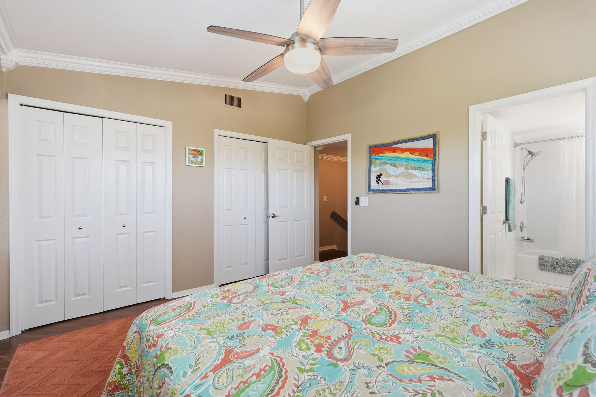 Front North Facing Bedroom - Double Closets with built-ins