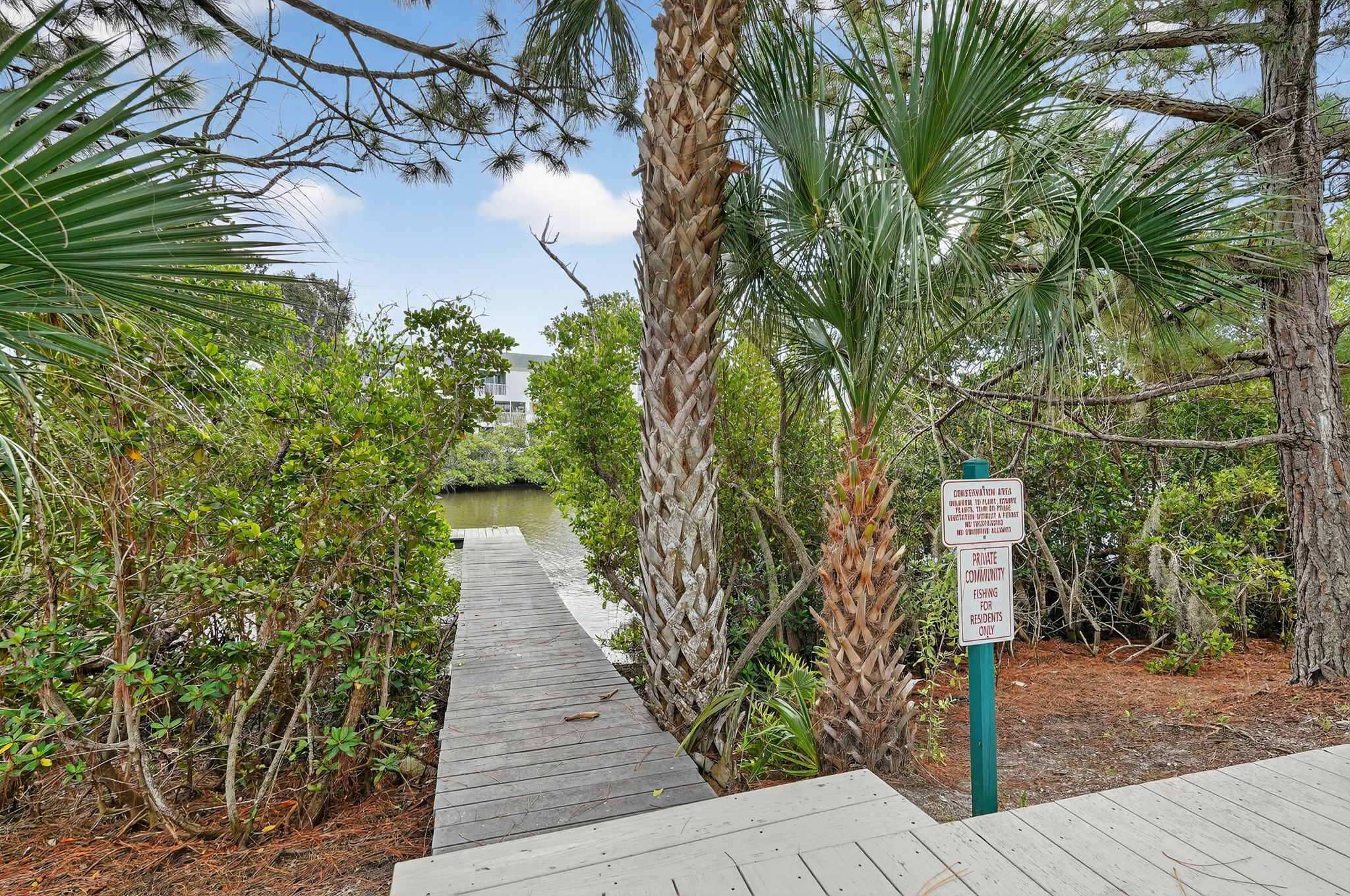 Dock behind building